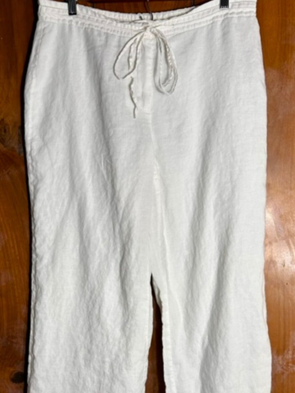 Cleopatra White 100% Linen Wide Leg Pants Sz Large Womens